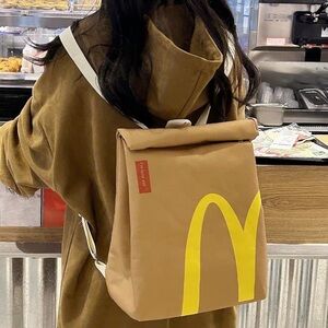 McDonald’s Take Out Roll-Top Backpack in Brown with Yellow Accent